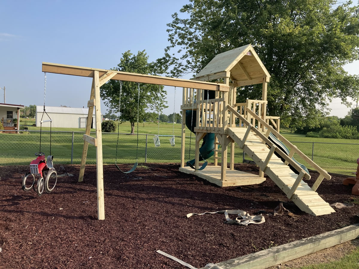 Large Split-level playset with giant tube slide